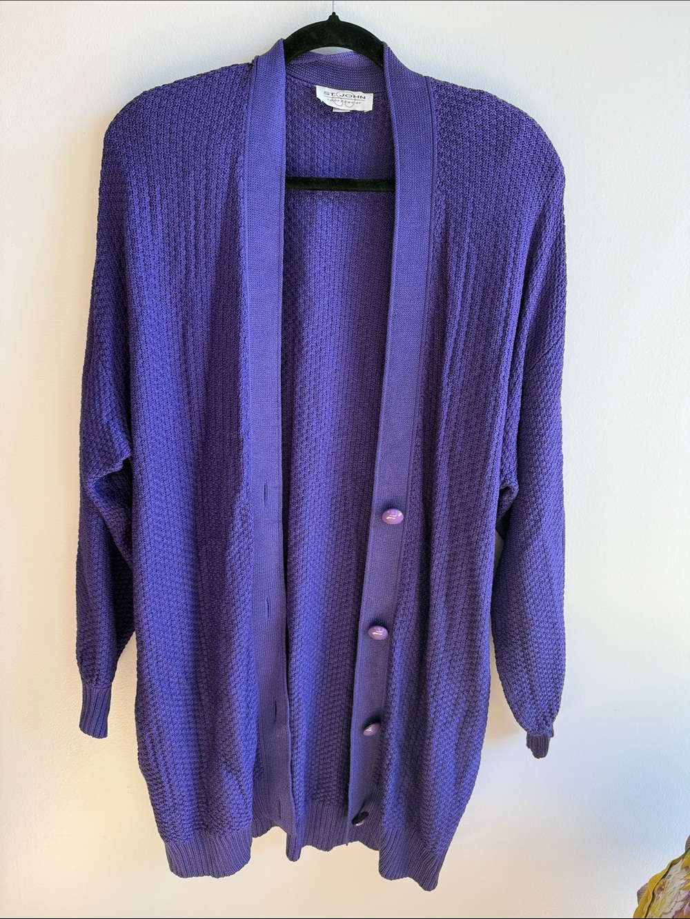 St. John Vibrant Purple Open-Front Knit Cardigan